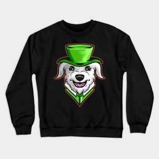 Irish Wolfhound With Green Hat Neckerchief St Patricks Day Crewneck Sweatshirt